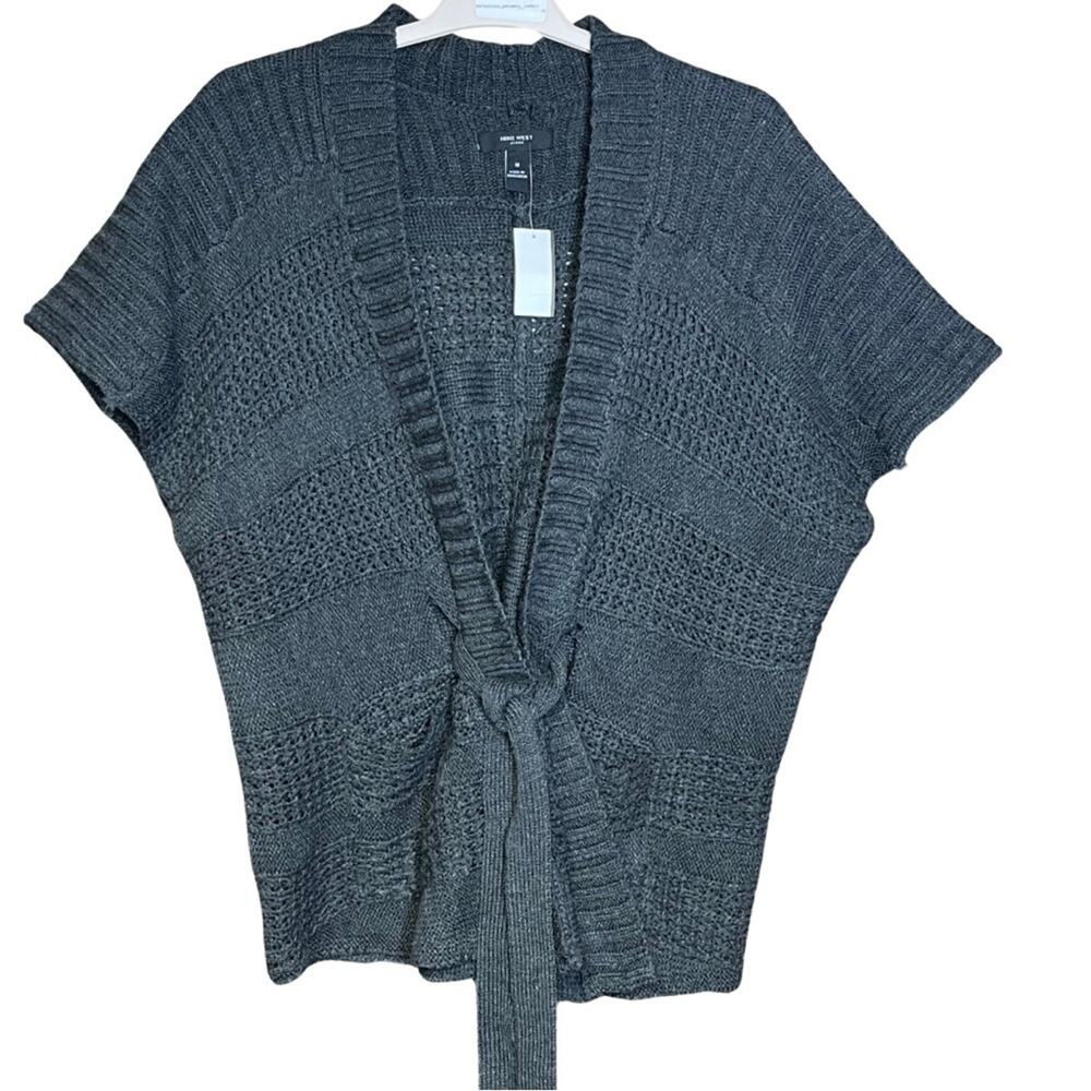 Nine West cardigan sweater poncho vest gray oversized warm size small